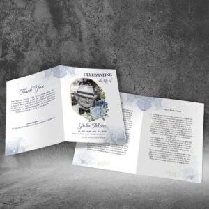 Order of Service Funeral Printing in London - Floral Blue Theme